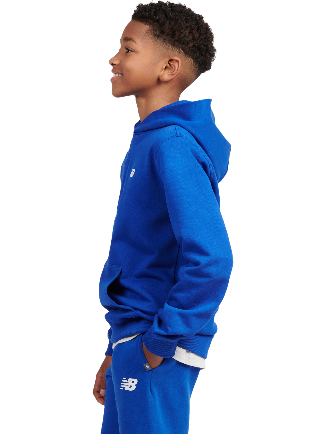 Product image 2 of 8, which shows New Balance Kids' French Terry Small Logo Hoodie, Team Royal, 7-8 years