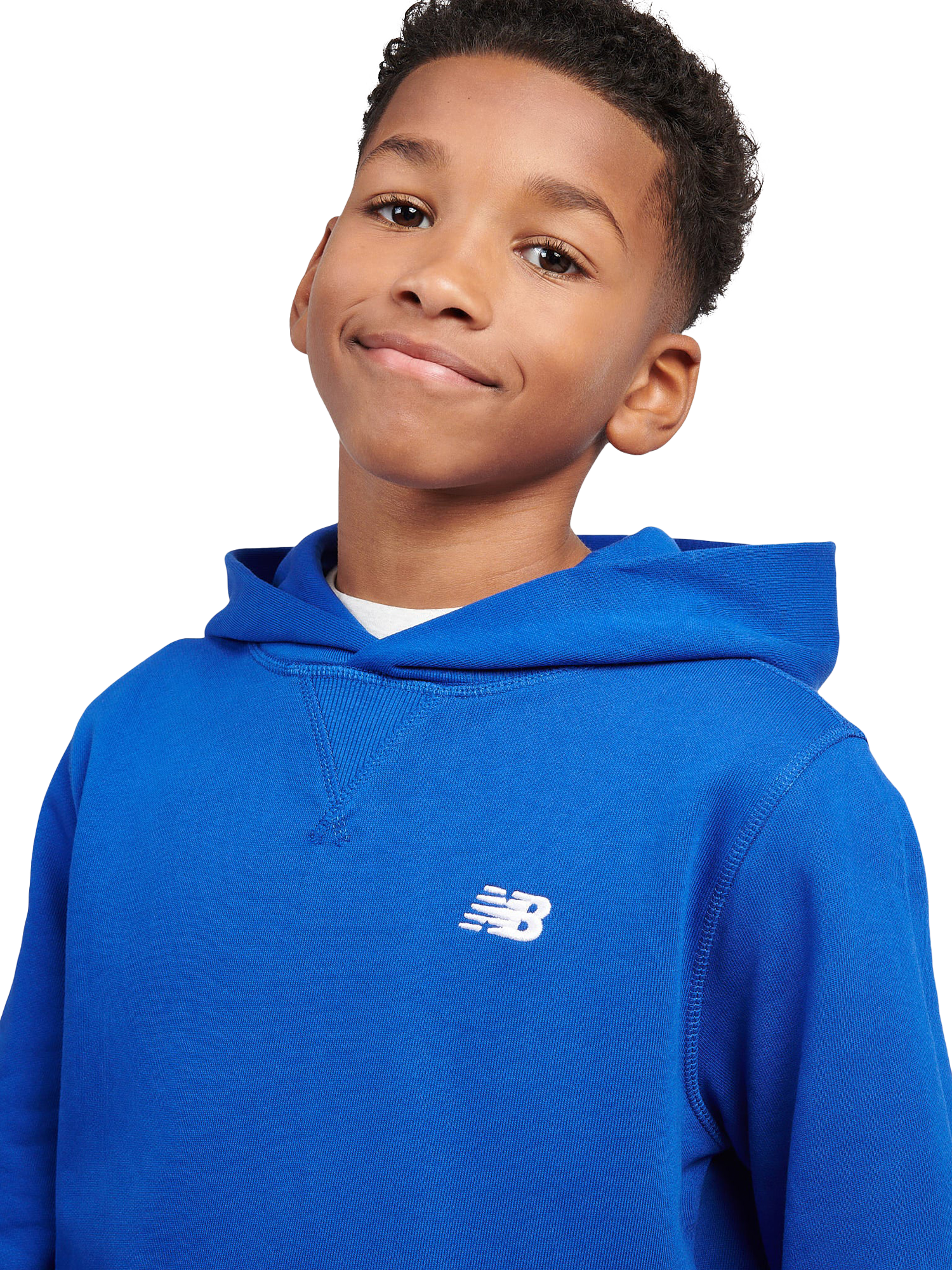 Product image 4 of 8, which shows New Balance Kids' French Terry Small Logo Hoodie, Team Royal, 7-8 years
