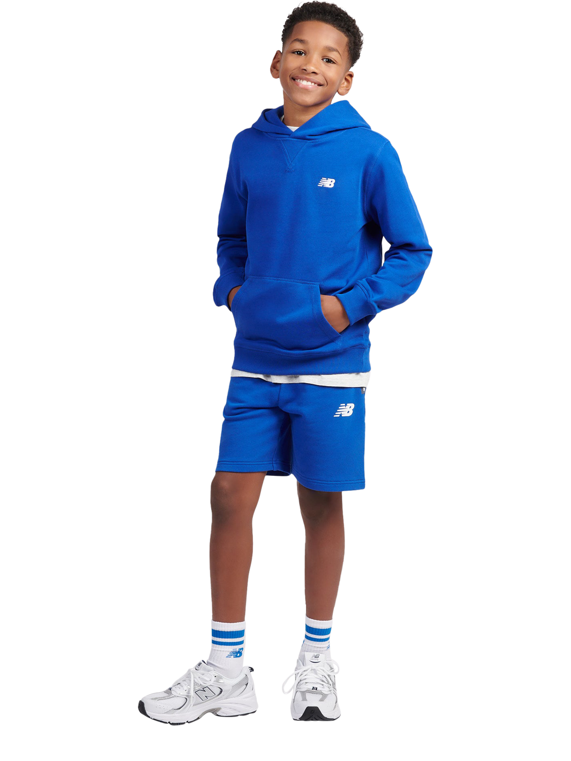 Product image 5 of 8, which shows New Balance Kids' French Terry Small Logo Hoodie, Team Royal, 7-8 years