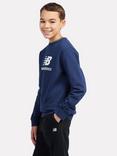 New Balance Kids' Stack Crew Neck Sweatshirt, Navy