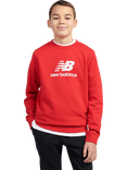 New Balance Kids' Cotton Crew Neck Stacked Logo Sweatshirt, True Red