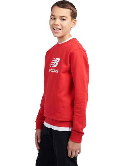 New Balance Kids' Cotton Crew Neck Stacked Logo Sweatshirt - view 2, True Red