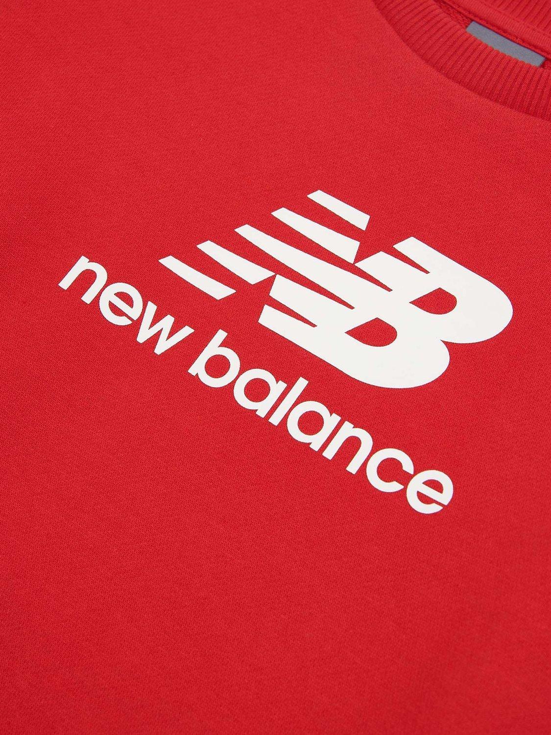 Product image 8 of 8, which shows New Balance Kids' Cotton Crew Neck Stacked Logo Sweatshirt, True Red, 7-8 years