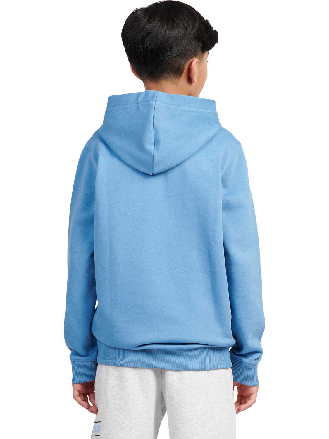Product image 3 of 8, which shows New Balance Kids' Cotton Stacked Logo Hoodie, Blue Laguna, 7-8 years