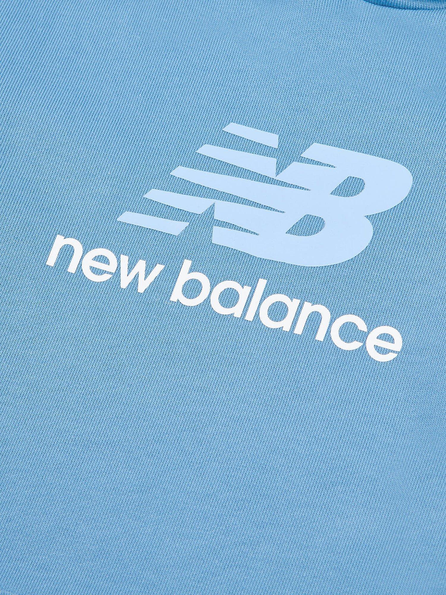 Product image 8 of 8, which shows New Balance Kids' Cotton Stacked Logo Hoodie, Blue Laguna, 7-8 years