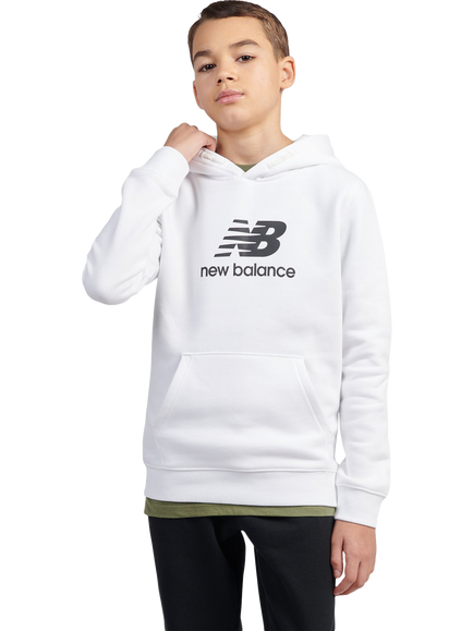 New Balance Kids Stack Hoodie, Bright White, Bright White