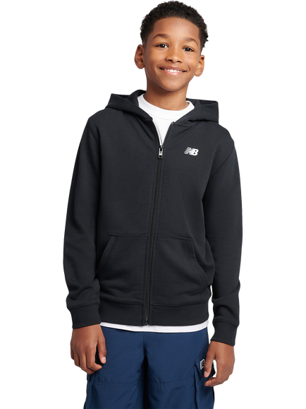 New Balance Kids' Cotton Zip-Up Hoodie, Caviar, Caviar