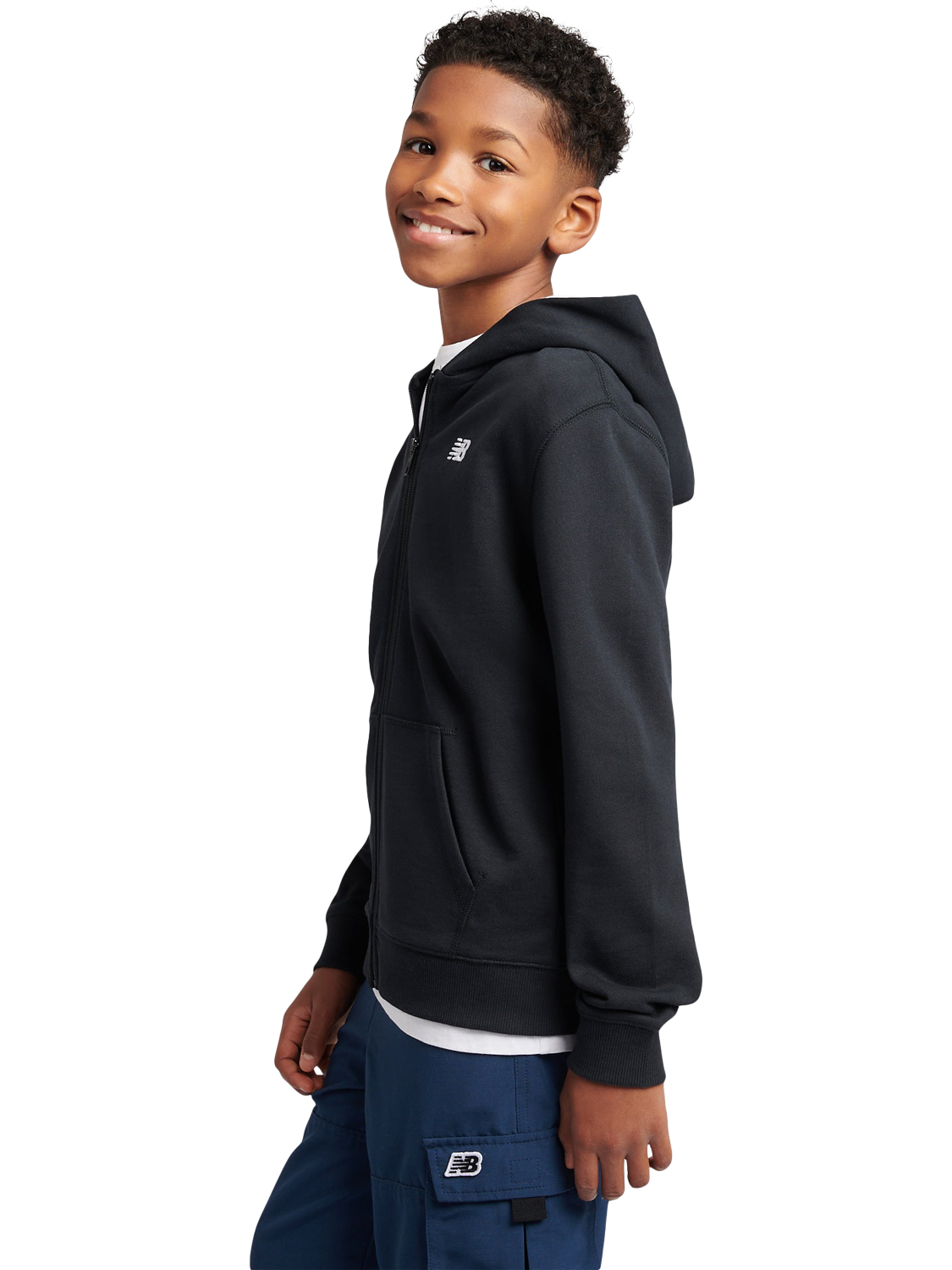 Product image 2 of 5, which shows New Balance Kids' Cotton Zip-Up Hoodie, Caviar, 7-8 years