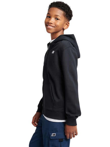 New Balance Kids' Cotton Zip-Up Hoodie, Caviar - view 2, Caviar