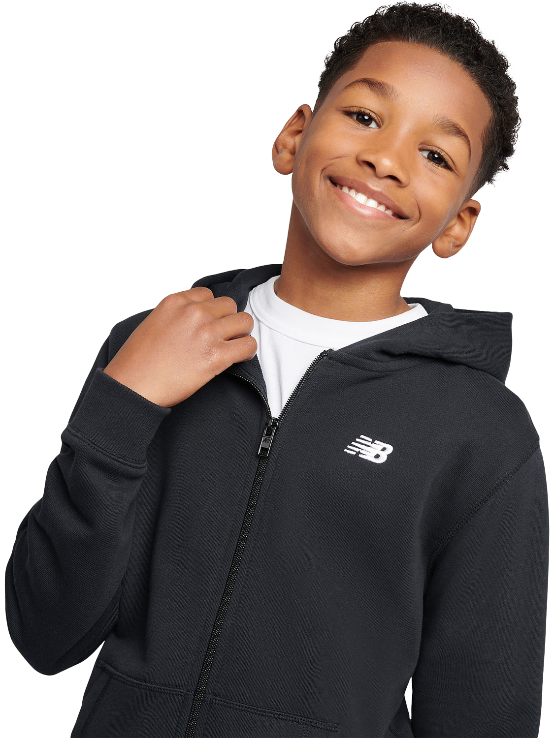 Product image 4 of 5, which shows New Balance Kids' Cotton Zip-Up Hoodie, Caviar, 7-8 years