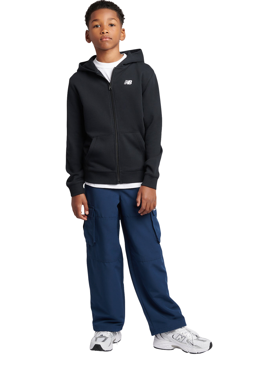 Product image 5 of 5, which shows New Balance Kids' Cotton Zip-Up Hoodie, Caviar, 7-8 years