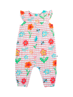 Frugi Baby Lula Organc Cotton Floral Playsuit, Paint A Floral, Paint A Floral