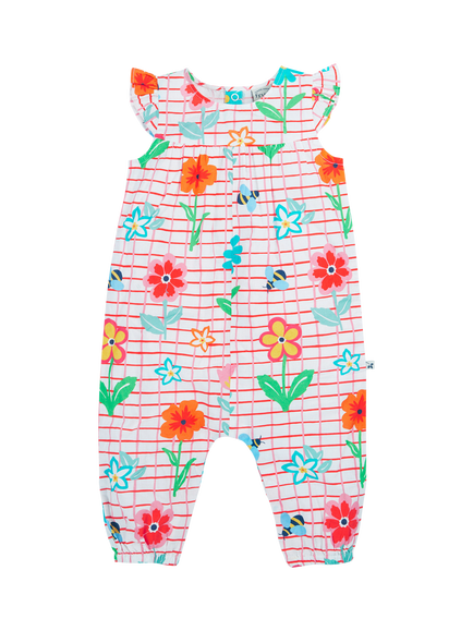 Frugi Baby Lula Organc Cotton Floral Playsuit, Paint A Floral, Paint A Floral