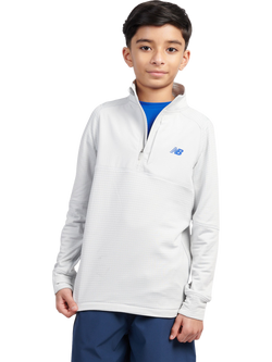 New Balance Kids' Heat Grid Quarter Zip Sweatshirt, Grey Matter, Grey Matter