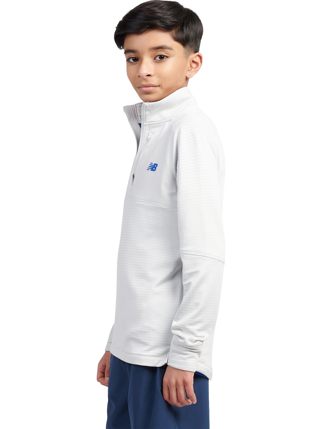 Product image 2 of 10, which shows New Balance Kids' Heat Grid Quarter Zip Sweatshirt, Grey Matter, 7-8 years