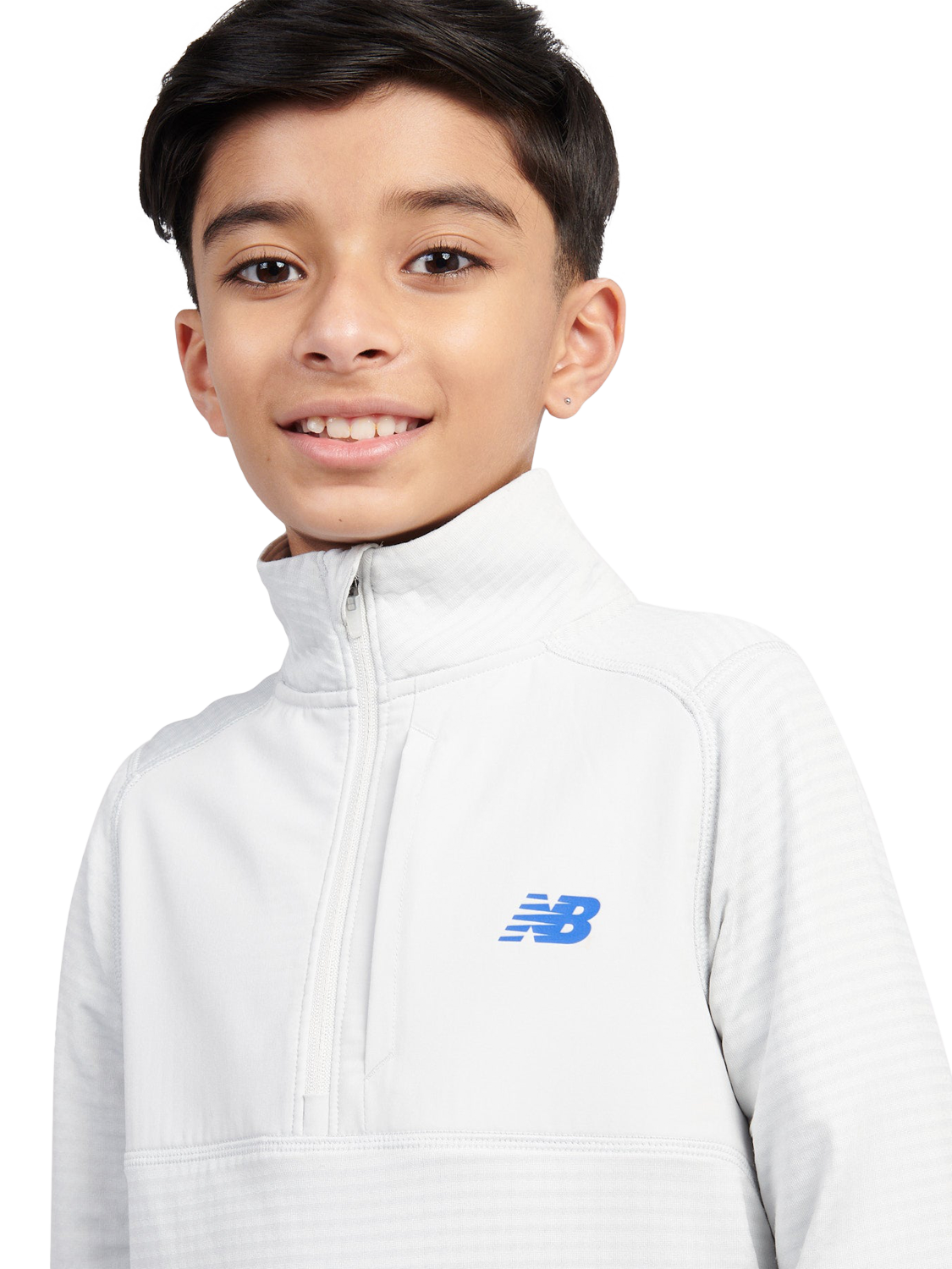 Product image 4 of 10, which shows New Balance Kids' Heat Grid Quarter Zip Sweatshirt, Grey Matter, 7-8 years