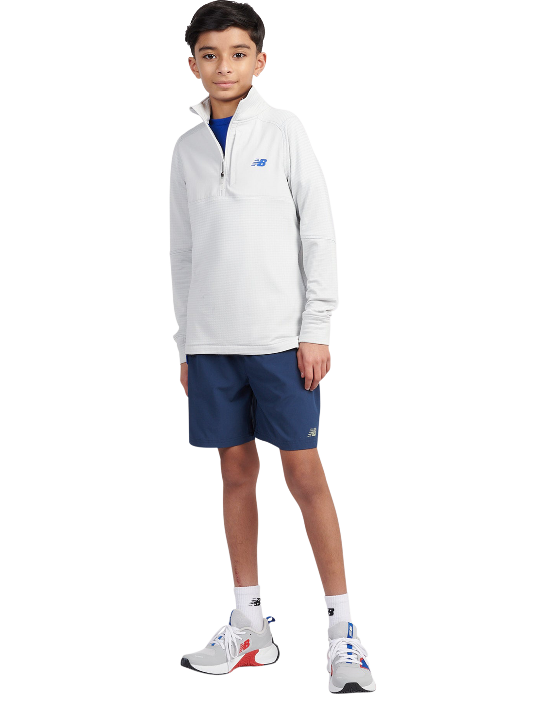 Product image 5 of 10, which shows New Balance Kids' Heat Grid Quarter Zip Sweatshirt, Grey Matter, 7-8 years