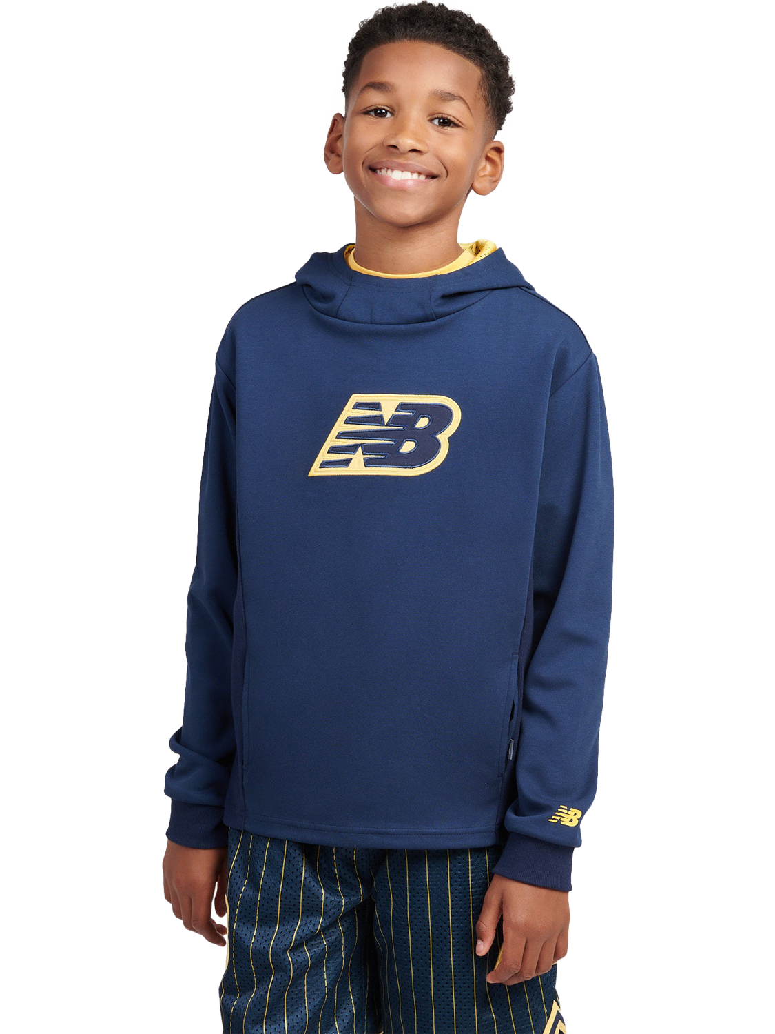 Product image 1 of 10, which shows New Balance Kids' Hoops Logo Hoodie, Nb Navy, 7-8 years
