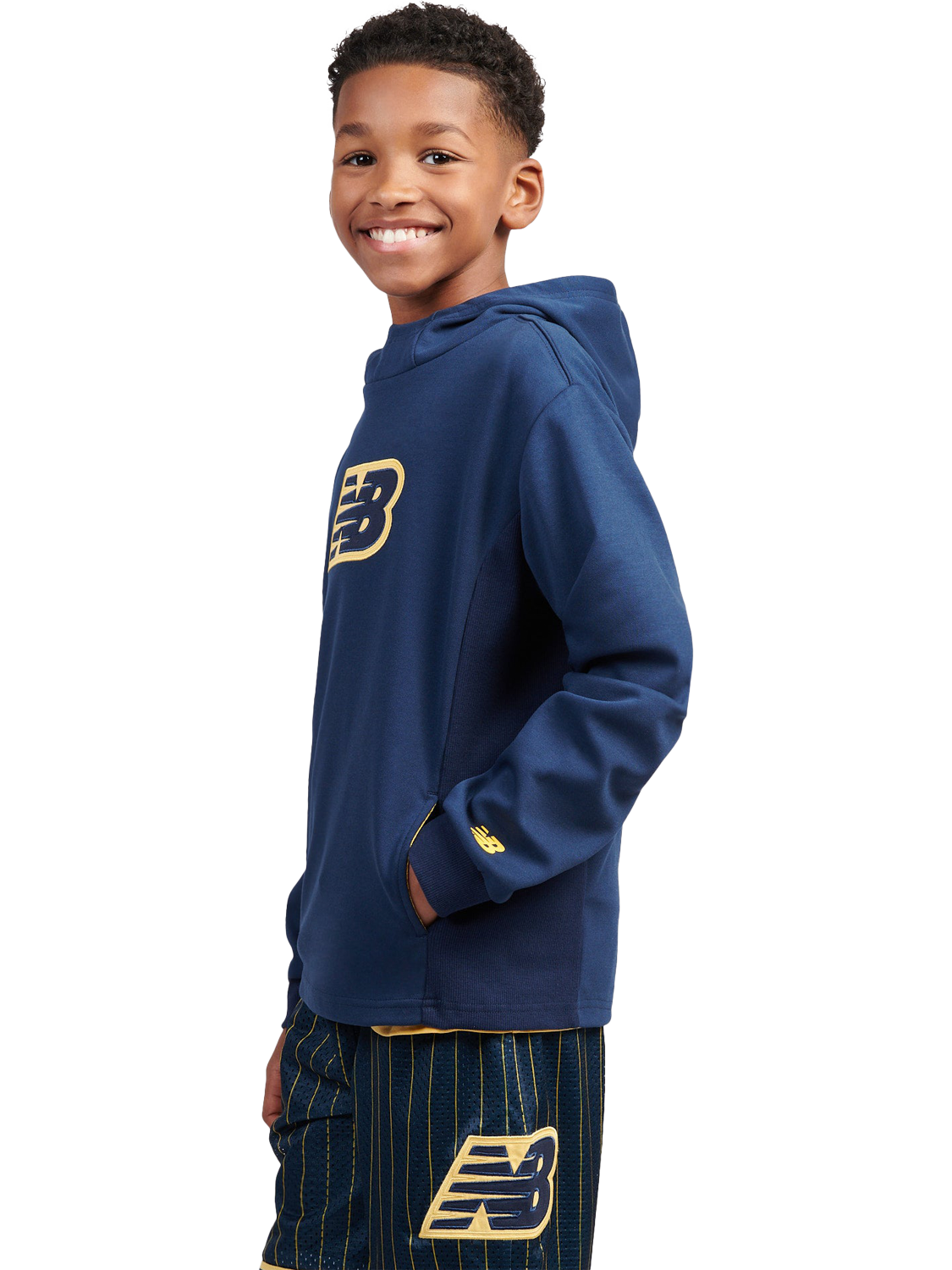 Product image 2 of 10, which shows New Balance Kids' Hoops Logo Hoodie, Nb Navy, 7-8 years