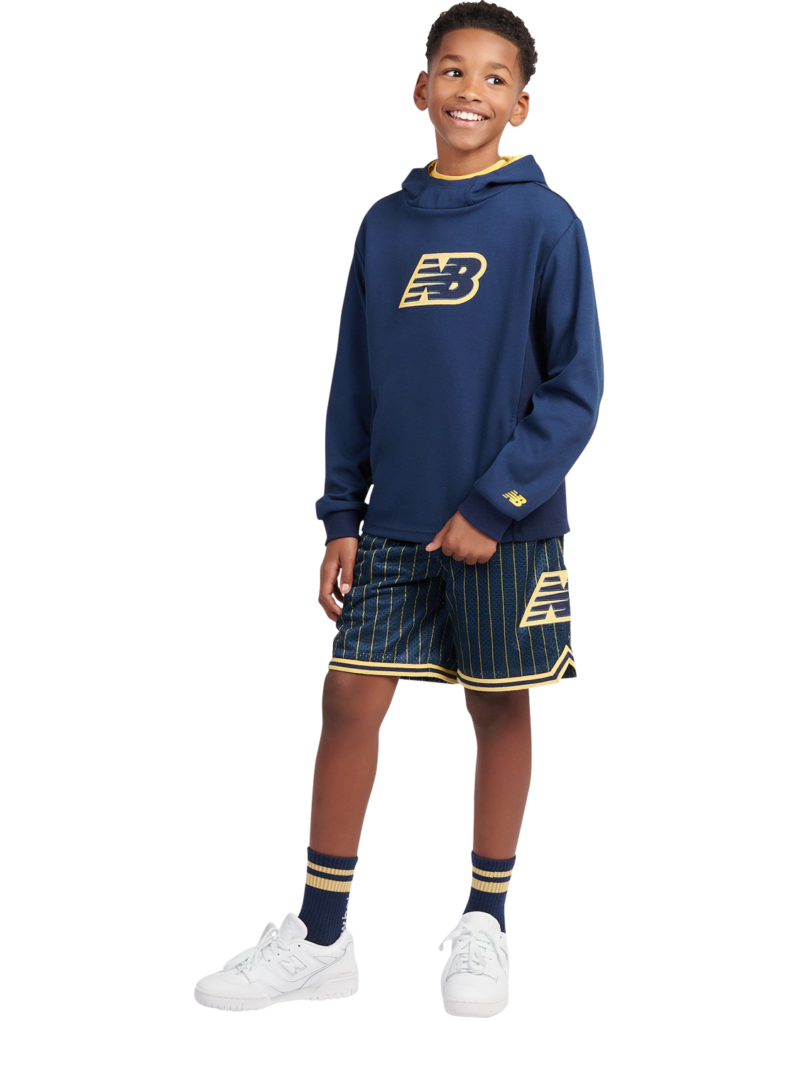 Product image 5 of 10, which shows New Balance Kids' Hoops Logo Hoodie, Nb Navy, 7-8 years