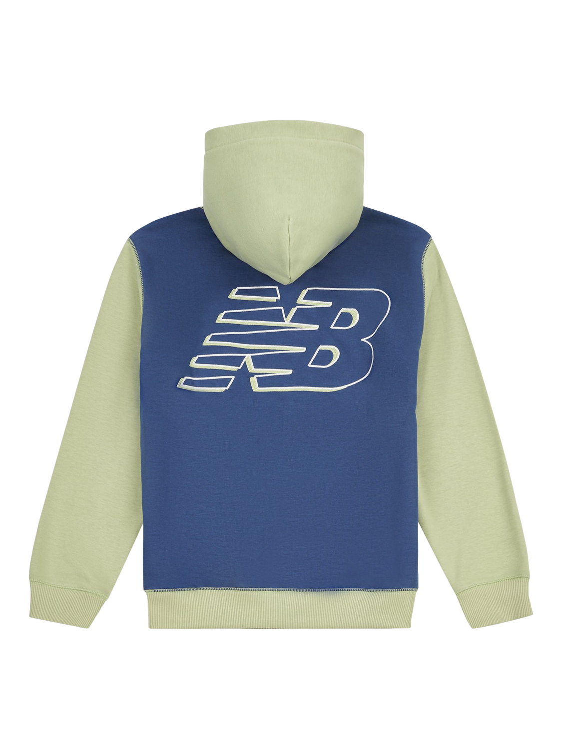 Product image 7 of 9, which shows New Balance Kids' Premium Colour Block Logo Hoodie, Everglade Green/Navy, 7-8 years