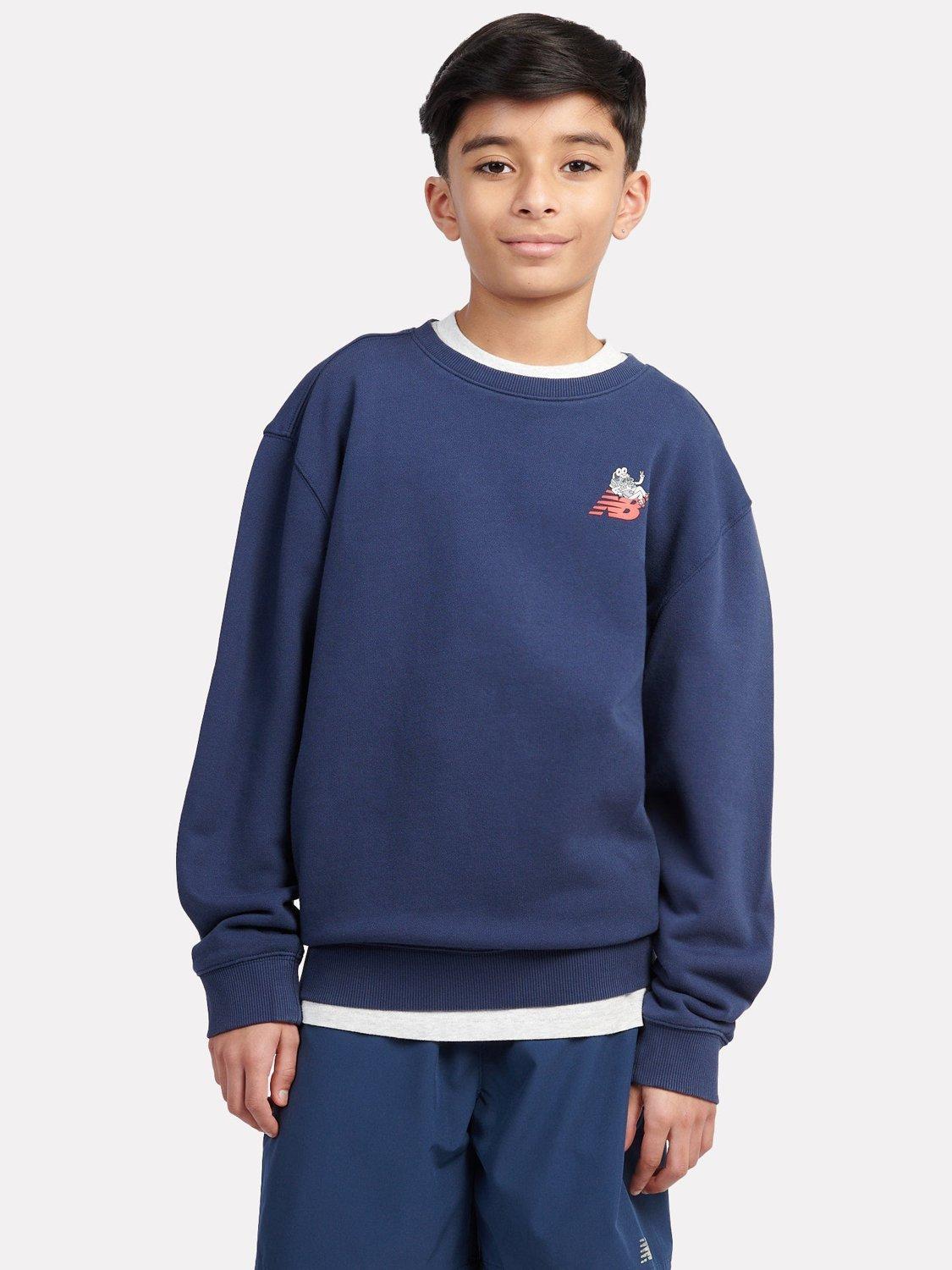 Product image 8 of 11, which shows New Balance Kids' Cotton Sneaker Guy Graphic Sweatshirt, Nb Navy, 7-8 years