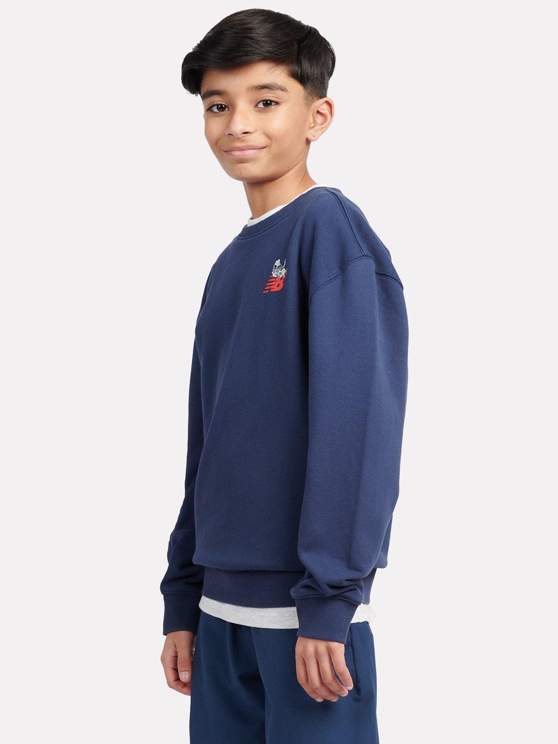 Product image 9 of 11, which shows New Balance Kids' Cotton Sneaker Guy Graphic Sweatshirt, Nb Navy, 7-8 years