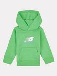 New Balance Kids' French Terry Stacked Logo Hoodie, Green Apple
