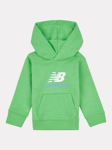 New Balance Kids' French Terry Stacked Logo Hoodie, Green Apple, Green Apple