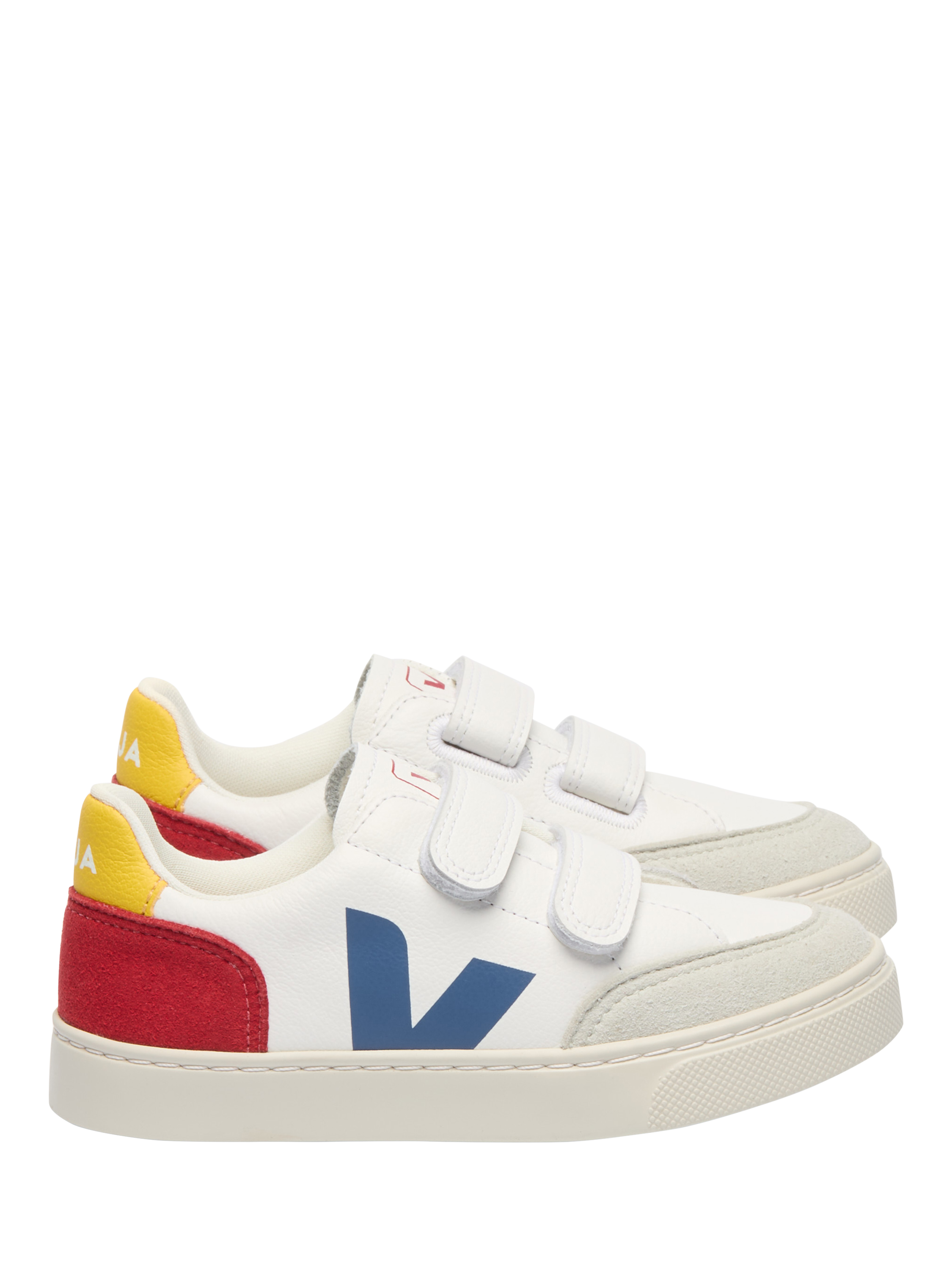 Product image 1 of 3, which shows VEJA Kids' Small V-12 Leather Riptape Trainers, Multico Pepper, EU28
