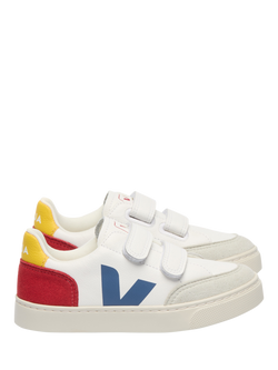 VEJA Kids' Small V-12 Leather Riptape Trainers, Multico Pepper, Multico Pepper