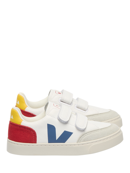VEJA Kids' Small V-12 Leather Riptape Trainers, Multico Pepper, Multico Pepper