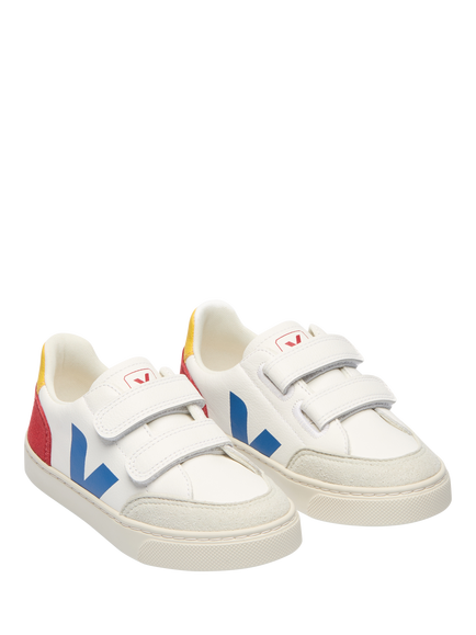 VEJA Kids' Small V-12 Leather Riptape Trainers, Multico Pepper - view 2, Multico Pepper