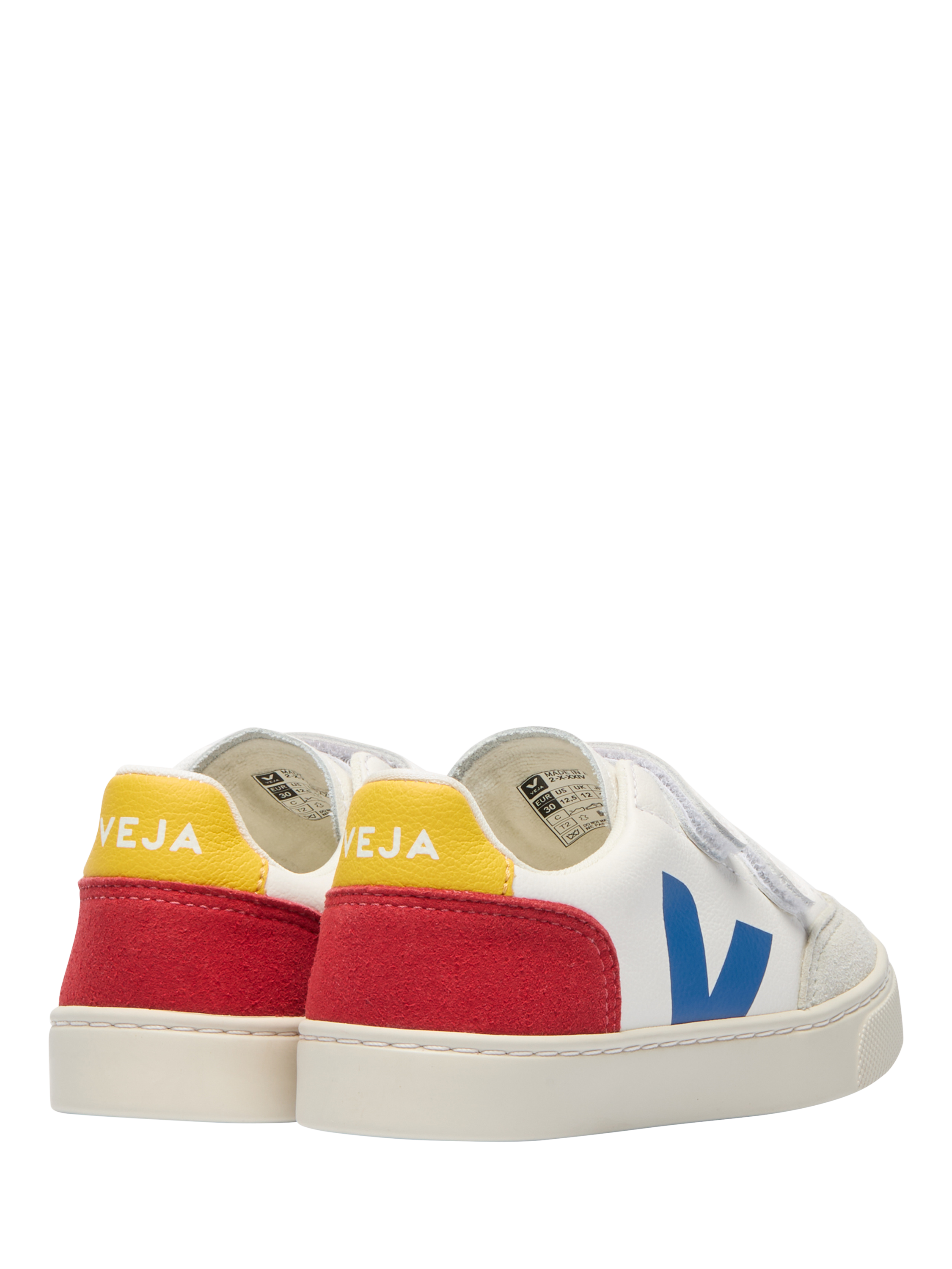 Product image 3 of 3, which shows VEJA Kids' Small V-12 Leather Riptape Trainers, Multico Pepper, EU28