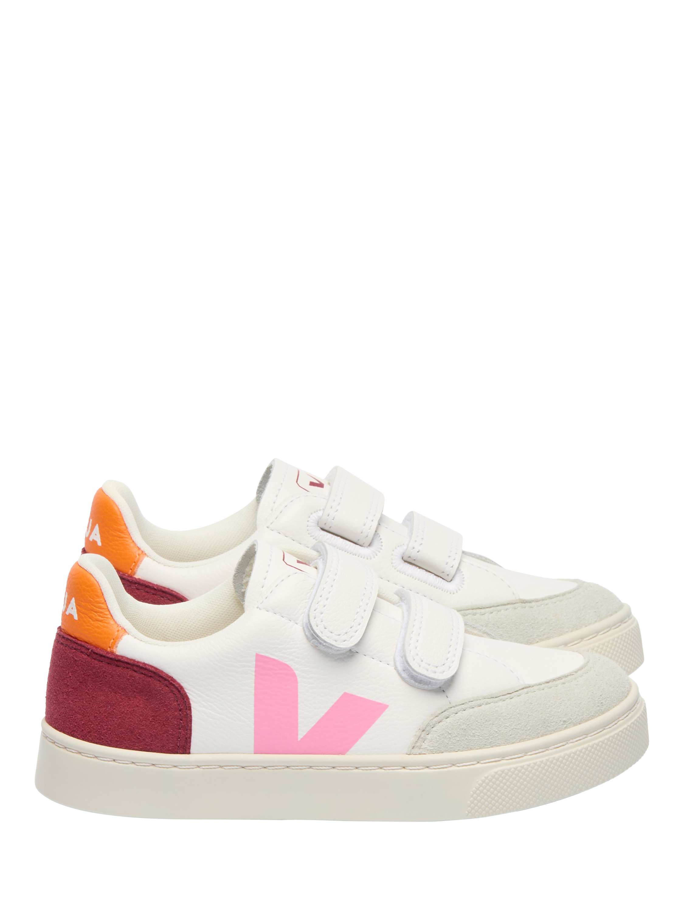 Product image 1 of 3, which shows VEJA Kids' V-12 Leather Colour Block Trainers, Multico-marsala, EU28
