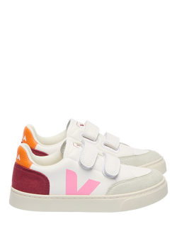 VEJA Kids' V-12 Leather Colour Block Trainers, Multico-marsala, Multico-marsala