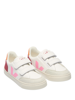 VEJA Kids' V-12 Leather Colour Block Trainers, Multico-marsala - view 2, Multico-marsala