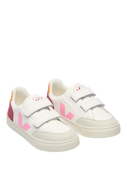 VEJA Kids' V-12 Leather Colour Block Trainers, Multico-marsala - view 2, Multico-marsala