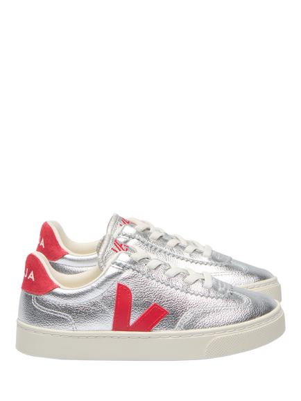VEJA Kids' Volley Metallic Leather Trainers, Silver Pekin, Silver Pekin