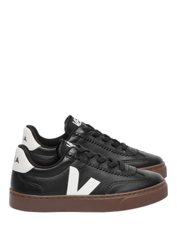 VEJA Kids' Small Volley Trainers, Black/White, Black/White