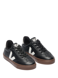 VEJA Kids' Small Volley Trainers, Black/White - view 2, Black/White