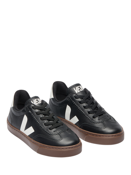 VEJA Kids' Small Volley Trainers, Black/White - view 2, Black/White
