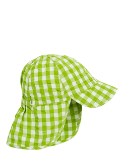 Frugi Baby Organic Cotton Seersucker Legionnaire Hat, Macaw Gingham, Macaw Gingham