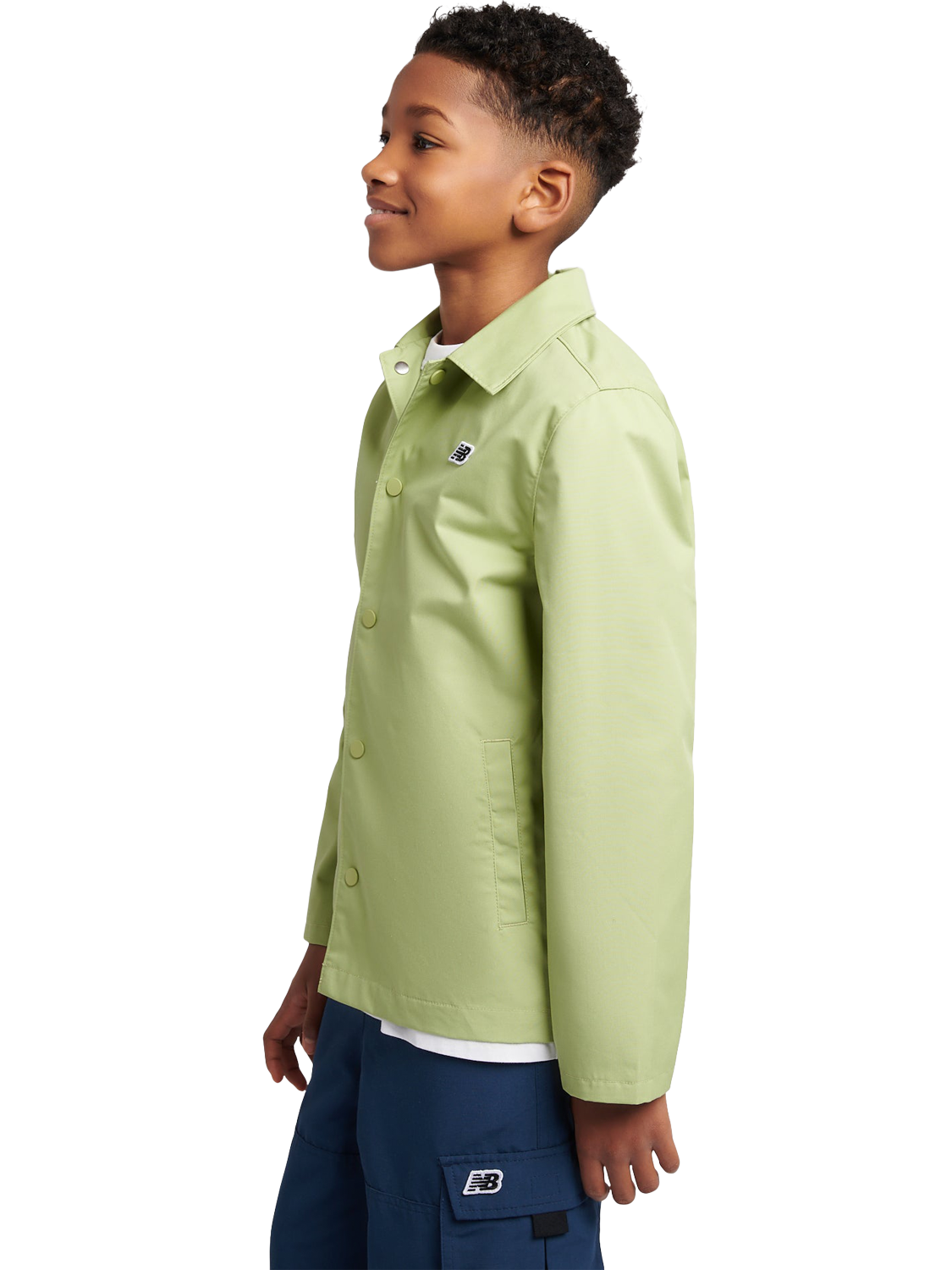 Product image 2 of 11, which shows New Balance Kids' Premium Water Resistant Coach Jacket, Everglade Green, 7-8 years