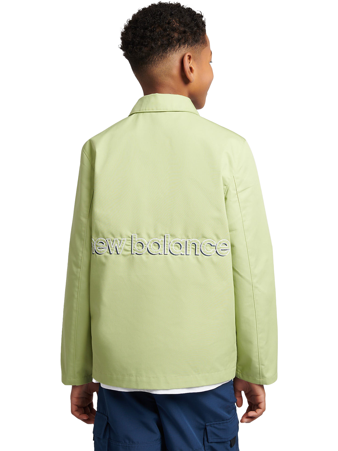 Product image 3 of 11, which shows New Balance Kids' Premium Water Resistant Coach Jacket, Everglade Green, 7-8 years