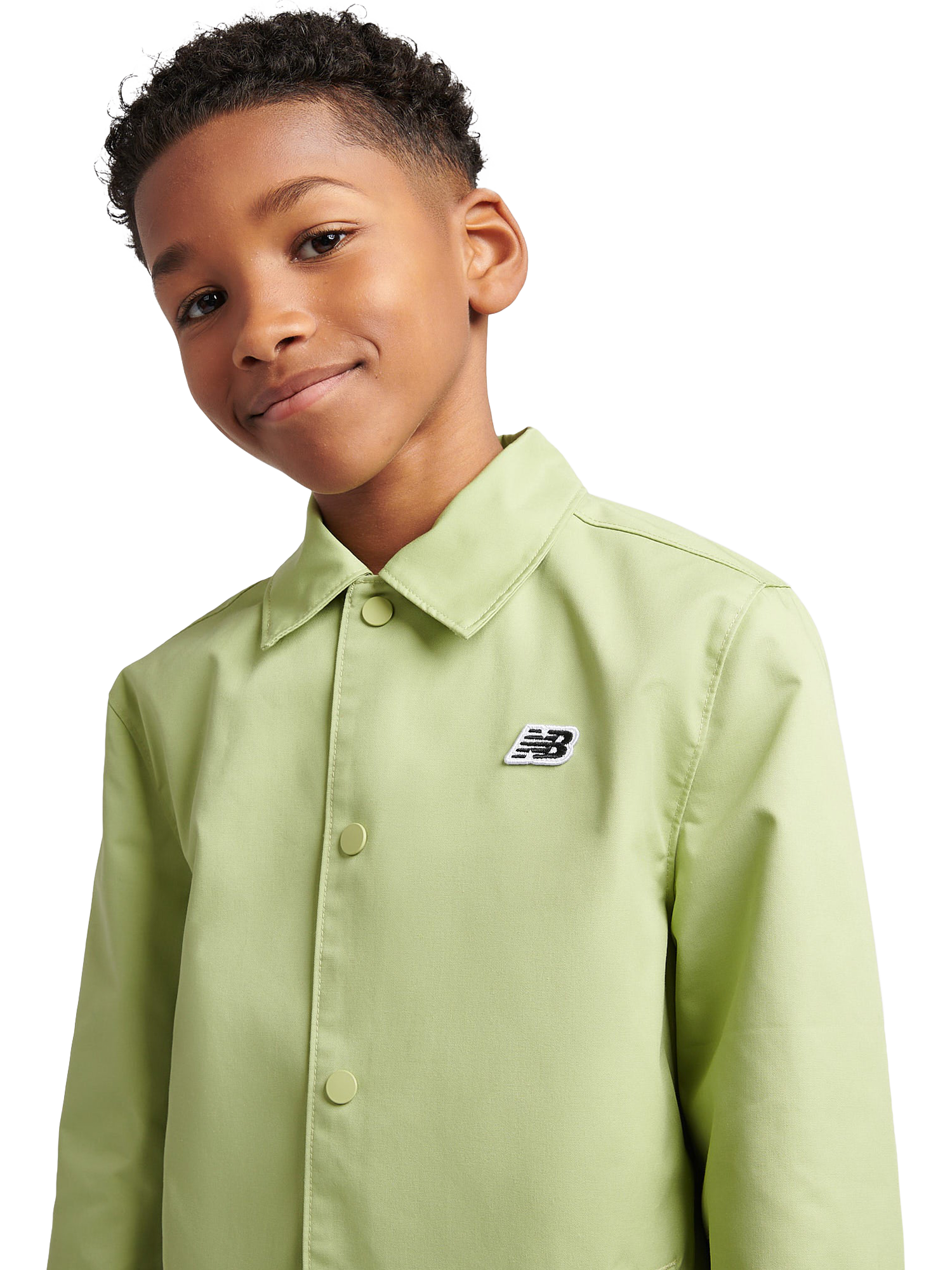 Product image 4 of 11, which shows New Balance Kids' Premium Water Resistant Coach Jacket, Everglade Green, 7-8 years