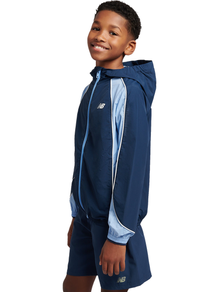 New Balance Kids' Water Resistant Colour Block Training Jacket, Nb Navy - view 2, Nb Navy