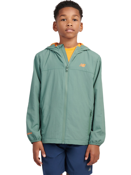 New Balance Kids' Water Resistant Light Weight Jacket, Dark Juniper, Dark Juniper