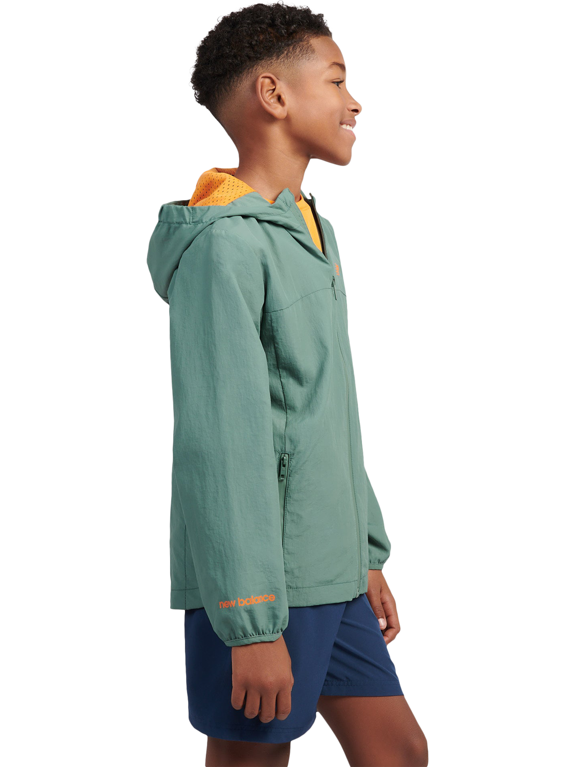 Product image 2 of 10, which shows New Balance Kids' Water Resistant Light Weight Jacket, Dark Juniper, 7-8 years