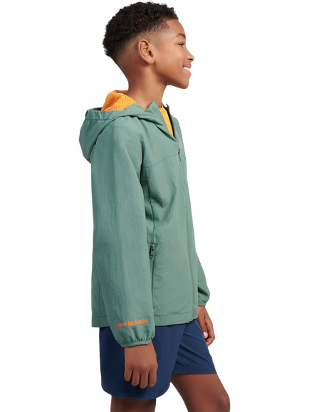 New Balance Kids' Water Resistant Light Weight Jacket, Dark Juniper - view 2, Dark Juniper